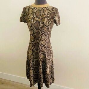 Michael Kors Python Snake Print Short Sleeve Sweater Dress M
